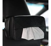Qirc PU Leather Car Tissue Holder, Car Back Seat Headrest Hanging Tissue Boxes, Car Napkin Box Holder for Universal Auto, Large Tissue dispenser fit for 120 Tissues per Box (Black)