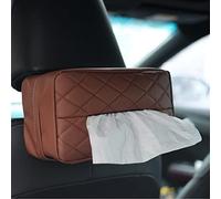 Qirc PU Leather Car Tissue Holder, Car Back Seat Headrest Hanging Tissue Boxes, Cars Napkin Box Holder for Universal Auto, Large Tissue dispenser fit for 120 Tissues per Box (Brown)