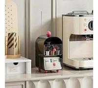 Qirc Tea Bag Organizer with Drawers, 2 Tier Coffee Pod Sugar Storage Holder, Transparent Teabag Shelf Station Stand for Kitchen, Countertop, Office, Tea Station (Black)