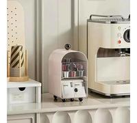 Qirc Tea Bag Organizer with Drawers, 2 Tier Coffee Pod Sugar Storage Holder, Transparent Teabag Shelf Station Stand for Kitchen, Countertop, Office, Tea Station (Pink)