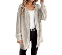 Qiribati Cardigan Sweaters for Women Zip Up Longline Hooded Sweatshirt 2025 Fall Loose Sweater Long Knitted Coat (Beige,M)