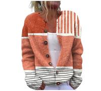 Qiribati Christmas Cardigan for Women 2025 Cute Xmas Tree and Reindeer Print Button Up Floral Cardigans Vintage Outerwear (07#-Gold,S)