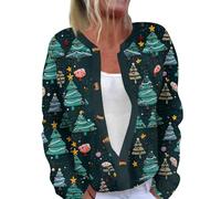Qiribati Women Halloween Cardigan Pumpkin Bat Print Long Sleeve Button Down Open Front Cardigans Knit Sweater Fall Clothes (D11-dark Green,M)