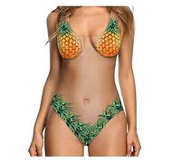 Qiribati Women Pineapple Print One Piece Swimsuits Funny Backless Bathing Suits Padded Swim Costume Green
