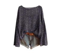 Qiribati Womens Fall Sweaters Plus Size Boho Tops Long Sleeve Shirts Casual Graphic Print Outfits for Women (Dark Purple,3XL)