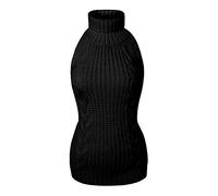 Qiribati Women's Sexy Turtle-Neck Crochet Backless Sweater Japanese Anime Cosplay Cable Knit Pullover Sweater Jumper (Black,M)