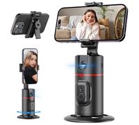 QIRITA Auto Face Tracking Tripod, No App Required, 360° Rotation Smart Shooting Phone Mount with Remote Control, Body Tracking Camera Mount for Vlog, TikTok, Live Streaming (Black)