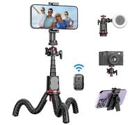 Qirita Smartphone Tripod, Flexible Octopus Aluminium Tripod with Wireless Remote Control, Compatible with Phone/Camera