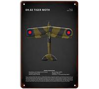 QIRIUS Aircraft Metal Tin Sign The Tiger Moth Wall Decor Fun for Home Kitchen Bar Pub Man Cafe Room Garage Vintage Retro Plaque Posters 12x8 Inch