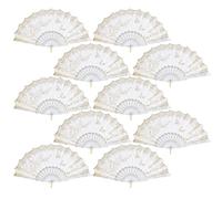 QIRMIZI 10 Pack Folding Fans - Handheld Spanish Style Fans,Bulk Hand Fans for Wedding, Tea Party, Dance, Church,Performance, Home Decorations, Festival, Gift,White