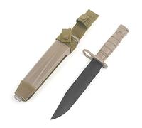 QIRUIMY Tactical M10 Bayonet Plastic Knife,Bendable Rubber Combat Knife with Sheath,Airsoft Military Training CS Dagger Model Dress Up Wargame Accessory (Brown)