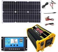 QIRUIQ Solar Kit 4000W 12V to 110V/220V, Solar Power System for Home with 30A Controller, 18W 12V Solar Panel, Autonomous Generator for Motorhome, Home (Black, 12V-220V)
