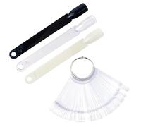 QIRUIRED 150Pcs Nail Art Tips Sticks with Metal Ring, Clear Black Natural, for Nail Salon & Beginners (Nail Colour Display Swatches)