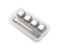 QIRUIRED 4PCS Stainless Steel Whisky Stones Ice Cubes with Silicone Clip Bar Barware Sets Quick Freeze Ice Stones Reusable Chilling Rocks for Whiskey Wine Gin Tonic Drinks