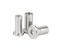 QIRUIRED 5 Pcs M6 x 25mm Hex Socket Screw Rivet Insert Nut 304 Stainless Steel Flat Head Barrel Nuts Internal Thread Cylindrical Nut Rivnut Locking Screws or Bolts