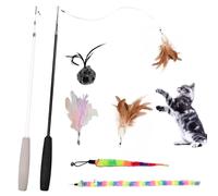 Qiruosing Cat Toys Interactive Cat Toy Wand ; A Retractable Design; Safe and Durable Feather Toy; Essential for Indoor Cat Entertainment and Exercise