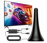 QIRUOZ Indoor Digital TV Antenna - Up to 200+ Miles Range, Amplified HD Signal Booster for Smart TVs | Supports 4K 1080P Free Local Channels, Easy Setup with 10ft Coax Cable