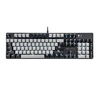 Qisan 104 Mechanical Keyboard for Gaming | Large Size USB White Backlit Gaming Keyboard Wired | US Layout Blue Switches Hot Swappable Mechanical Clicky Keyboards Compatible with PC, Laptop