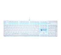 Qisan 104 Mechanical Keyboard for Gaming | Large Size USB White Backlit Gaming Keyboard Wired | US Layout Blue Switches Hot Swappable Mechanical Clicky Keyboards Compatible with PC & Laptop