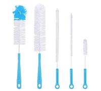 Qisan 5Pcs Bottle Cleaning Brush Set Multipurpose Brushes Long Bottle Brush Water Bottle Cleaners-Blue