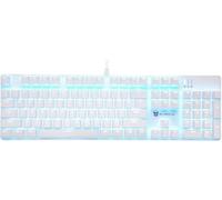 Qisan Mechanical Gaming Keyboard Wired Blue Backlit Keyboard Brown Switches Full Size 104 Keys US Layout-White