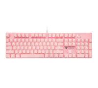 Qisan Mechanical Gaming Keyboard Wired White Backlit Keyboard Blue Switches Full Size 104 Keys US Layout-Pink