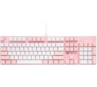 Qisan Mechanical Gaming Keyboard Wired White Backlit Keyboard Brown Switches Full Size 104 Keys US Layout-Pink and White