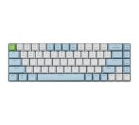Qisan Mechanical Wireless Gaming Keyboard - 68 Keys, Red Switch, Mini Design (60%) - US Layout, Bluetooth - Blue and White