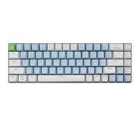 Qisan Mechanical Wireless Keyboard - 60% Mini Design, 68 Keys, US Layout, Blue Switch | Bluetooth Gaming Accessories - White and Blue