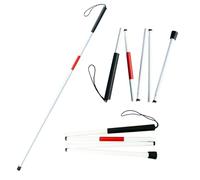 QISEQIRO Folding Aluminum Walking Cane Stick Reflective Red for The Blind or Visually Impaired Blind Cane Folds in 4 Sections