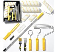 QISF 18 PCS Paint Roller Set - Extended Pole,Paint Tray Set,9 & 4 Inch Roller Frame & Sleeves,Paint Rollers for Walls and Ceiling, Home Wall Renovation