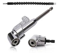 QISF 2Pcs Right Angle Drill Adapter Kit - 105 Degree, 1/4 Inch Hex Shank Screwdriver Angled Bit Holder + Flexible Angle Extension Bit Kit