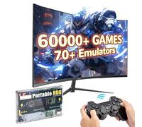 QISHENKOLA 320G Gaming HDD Portable External Game Hard Drive,Built-in Over 60000+ Classic Games,Supports 70+Emulators,Batocera 38,SATA 3.0,Plug and Play Retro Game Console (With Controller)