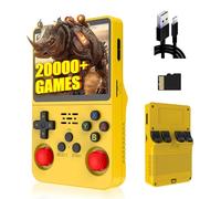 QISHENKOLA R36S Retro Handheld Game Console,Support 21 Emulator,3500mAh Battery,Linux System,3.5 inch IPS Screen Portable Mini emulator handheld,Cortex-A35,plug and play (Yellow-128G)