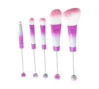 QishGO Beaded Makeup Brush Set Metal Handle Makeup Brushes Eyeshadow Brush Rouge Brush Beadable Makeup Brushes for Makeup.purple-color Gradient E