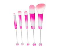 QishGO Beaded Makeup Brush Set Metal Handle Makeup Brushes Eyeshadow Brush Rouge Brush Beadable Makeup Brushes for Makeup.Rose red gradient C