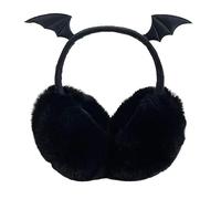 QishGO Devil Theme Plush EarMuffs for Women and Ear Warmer Headband for Winter Christmas Year s.Black Bat