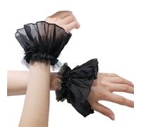 QishGO Removable Wrist Cuffs Flared Cuffs for For Hoodie Sweater False Sleeve Ornaments Detachable Sleeves Cuffs Tulle.black