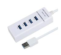 Qishing USB 3.0 Hub 4-Port USB Hub with 1ft Extended Cable, USB Splitter for MacBook, Mac Pro/Mini, iMac, Ps4, PS5, Surface Pro, Flash Drive, Samsung(White)