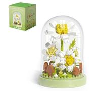 QISHOUTING Daisy Flower Bouquet Mini Building Blocks, 177 PCS- Botanical Collection, Micro Flower Building Toys with Dust Cover, Home Decor and Office Art Creative Gift Women, Mom,Girl - Birthday