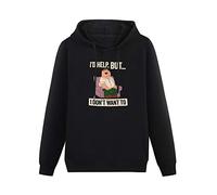 QISHUBAO Peter Griffin I'D Help But I Don'T Want To Graphic Mens Hoodies Cotton Unisex Black Pullover Sweatshirts M