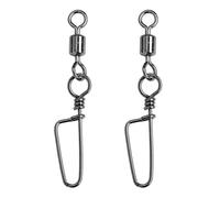 QISHUO Connector Steel Swivels Fishing Lure Barrel Stainless Snap Swivels Strength Clips Saltwater Fishing Swivel Rolling Black Nickel, 25pcs, 93lbs
