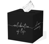 QISOLIY Black Celebration of Life Card Box with Silver Lettering, Share a Memory Funeral Card Box for Memorial Service, Remembrance Table Decor, Memory Box for Sympathy Condolence Messages