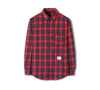 QISUO Men Traditional Shirt Slim Fit Plaid Shirt Spring Autumn Men Casual Shirt Lapels Button Placket Basic Shirt Daily All-Match Men Outdoor Shirt A-Red XL