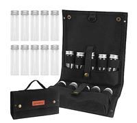 QISUO Spice Bag, Portable Canvas Seasoning Storage Bag Organizer with 10 Spice Jars, Ideal for Outdoor Cooking, Picnics, Camping, BBQ