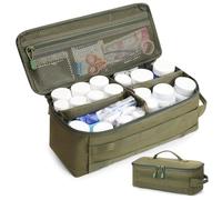 QISVVE Medicine Storage Bag,Pill Bottle Organizer Empty Bag,Portable Travel Medication Cabinet box Organizer for Pills,Vitamins,Medical Supplies (Green)