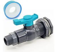 Qitdathn Rain Barrel Spigot Kit 1/2"(diameter 20 mm) PVC Bulkhead Fitting with Ball Valve and Thread Seal Tape and Garden Hose Male Threaded Adapter (kit for 1/2 inch Female)