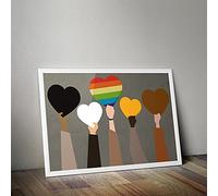 QITEX Bedroom Wall Art 30x40cm No Frame Diversity Hands Prints Posters Love Peace Kindness Wall Art Humankind Canvas Painting Nordic Pictures Home Decor