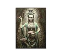 QITEX Canvas Photo 50x70cm No Frame Green Tara Buddha Art Spiritual Art Goddess of Mercy Canvas Painting Poster Prints Wall Art Home Decor Painting