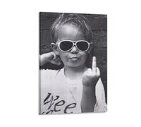 QITEX Canvas Pictures for Wall Decorc Posters Funny Posters Little Boys Put Up The Middle Finger and Stick Out Their Tongues Canvas Wall Art Prints Pictures 50x70cm No Frame